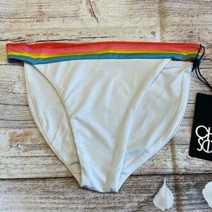 Chaser • White with Rainbow Bikini Bottoms • Sz M • NWT!